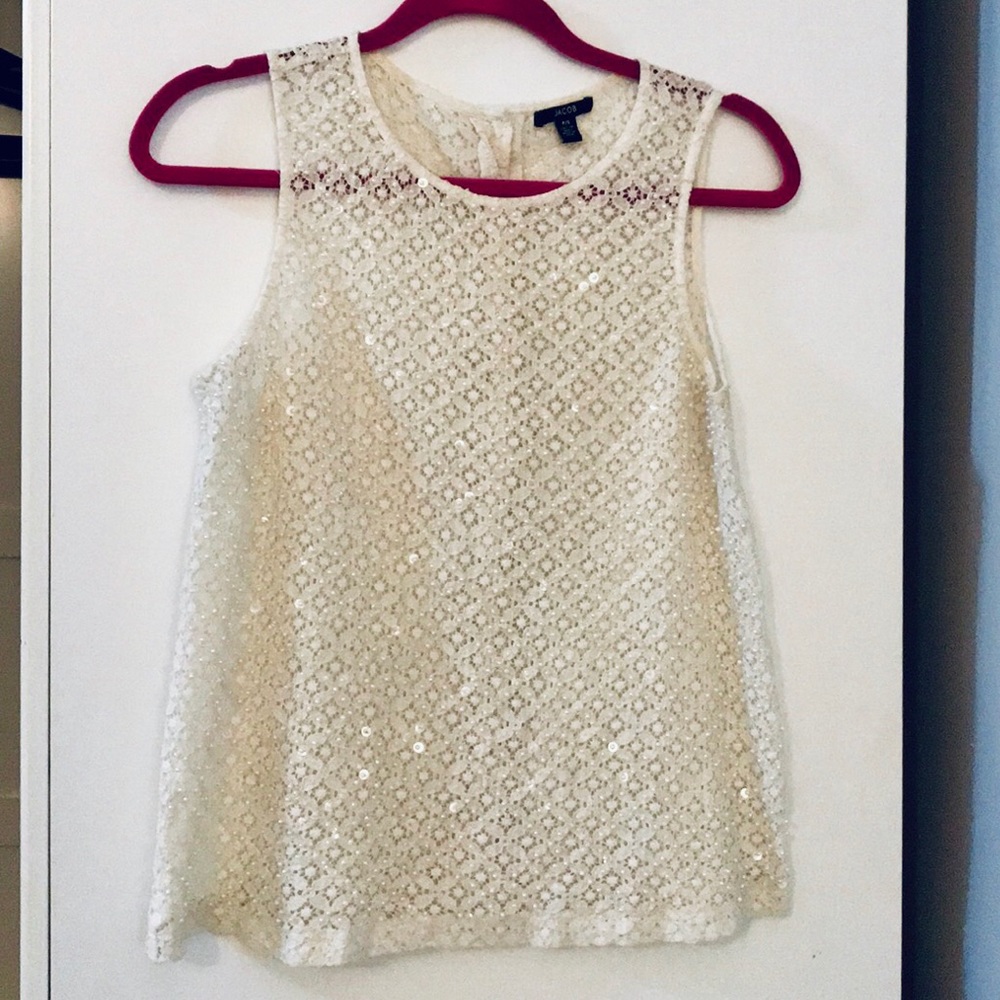 Unique, sequin and lace cream camisole by JACOB